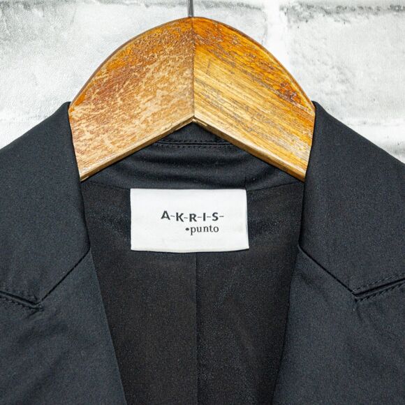 Akris Punto Women's Black Blazer Jacket Size 2 Mesh Sleeve Trim - Picture 3 of 9